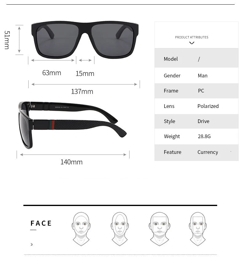 Gafas de sol modelo Square para hombre - Noble Visions color negro | Ocassus Sunglasses - Ocassus Sunglasses